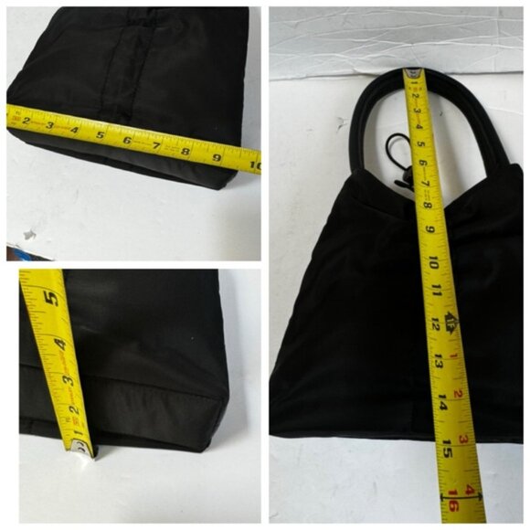 STAUD Felix Shoulder Bag Nylon Leather Trimmed Ruched Shell Tote Logo Zip Pocket - Picture 16 of 16